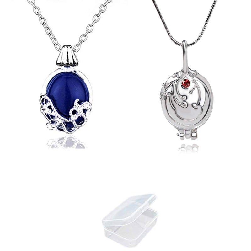 Youu UoYu TFYU 2 Pcs The Vampire D.rs Elena Gilbert Opening Vervain Locket Pendant Necklace and Daywalking Katherine Necklace Pendant Charm Necklace-Royal Blue with Transparent Box - Image 1